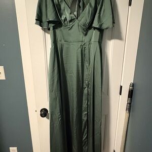 Azazie Forest Green Women's Dress style Kimber Eucalyptus green